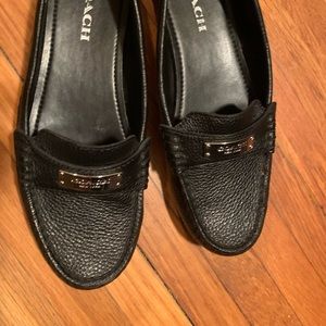 Coach black genuine leather loafers - like new